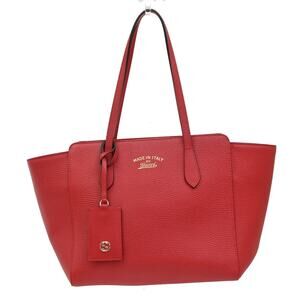 Gucci Leather Swing Tote Red